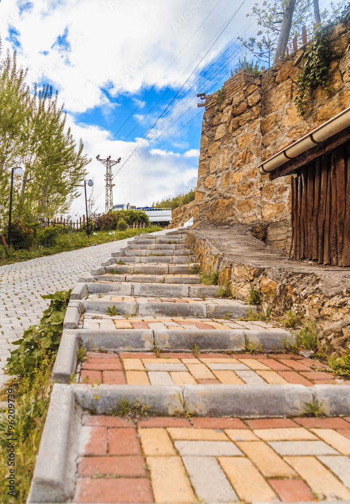 Stair in landscape near countryside of Ankara city in Turkey
