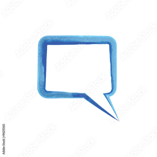 Blue watercolor vector speech bubble.