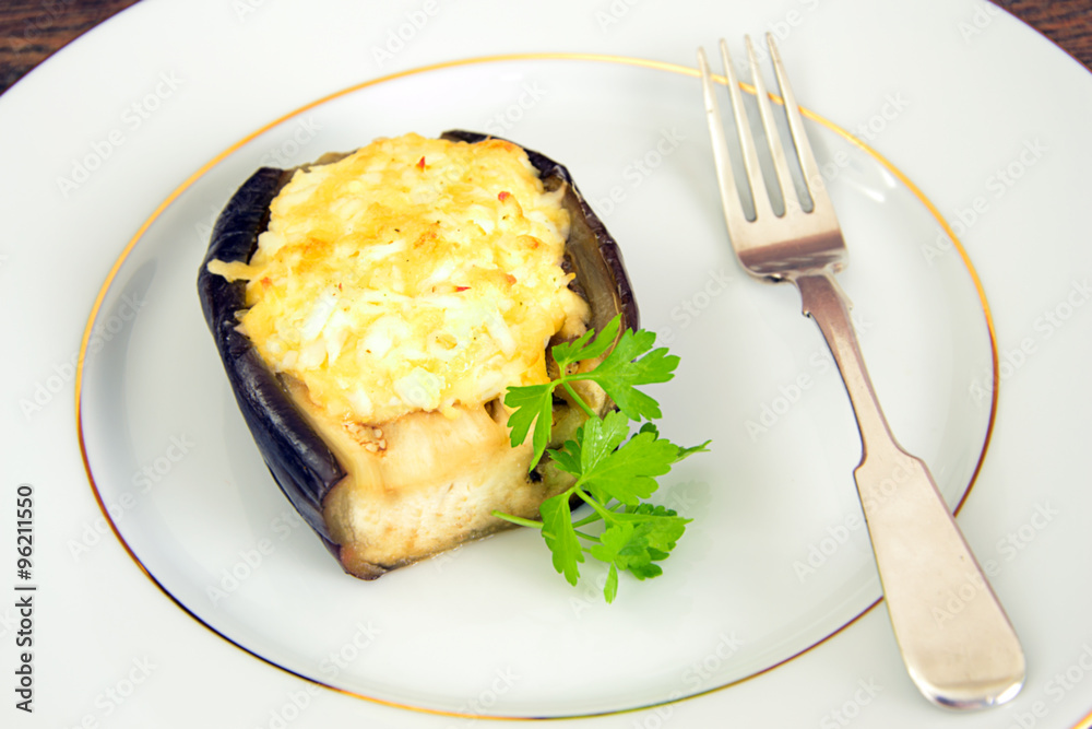 Delicious Eggplant Stuffed and Fresh Parsley. Delicious Eggplant Stuffed and Fresh Parsley.