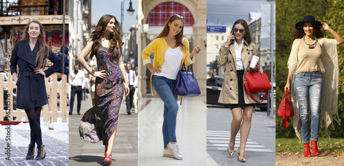 Collage five fashion young women