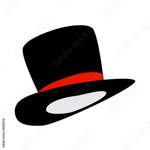 magic hat, gentleman hat cylinder with ribbon icon, symbol, design. vector illustration isolated on white background.