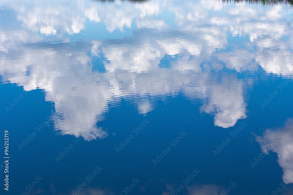 Water reflection of cloud and blue sky
