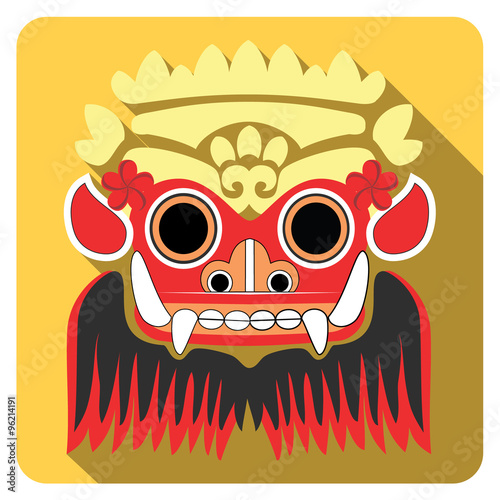 Barong, Bali. Flat icons. Traditional mythological god. 