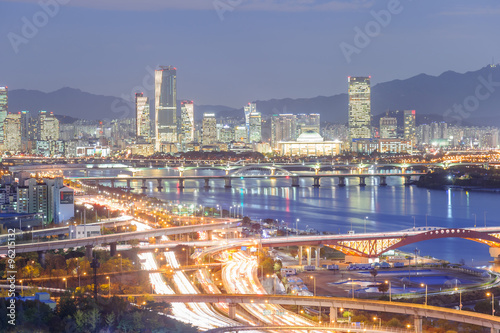 Seoul Korea cityscape high view twilight time