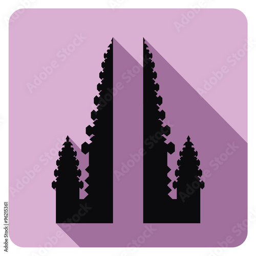 Traditional balinese architecture, temple gate. Flat icons. 