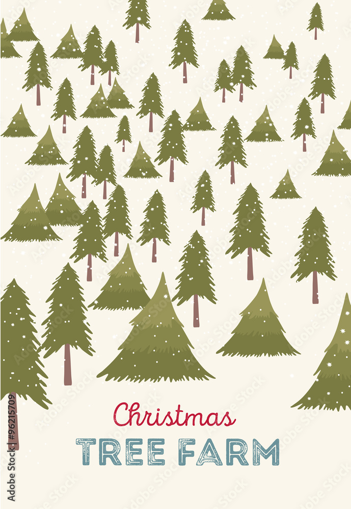 Obraz premium Christmas tree farm vector illustration.
