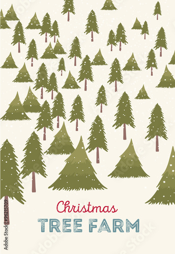 Christmas tree farm vector illustration.