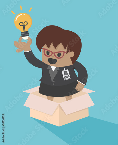 big boss business woman outside the box