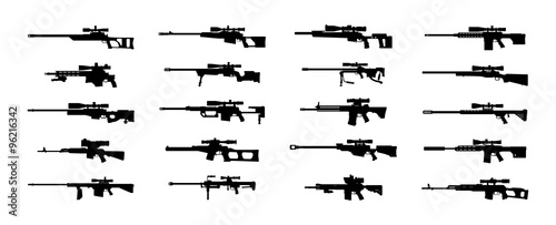 Modern sniper rifles set. Vector EPS10. photo
