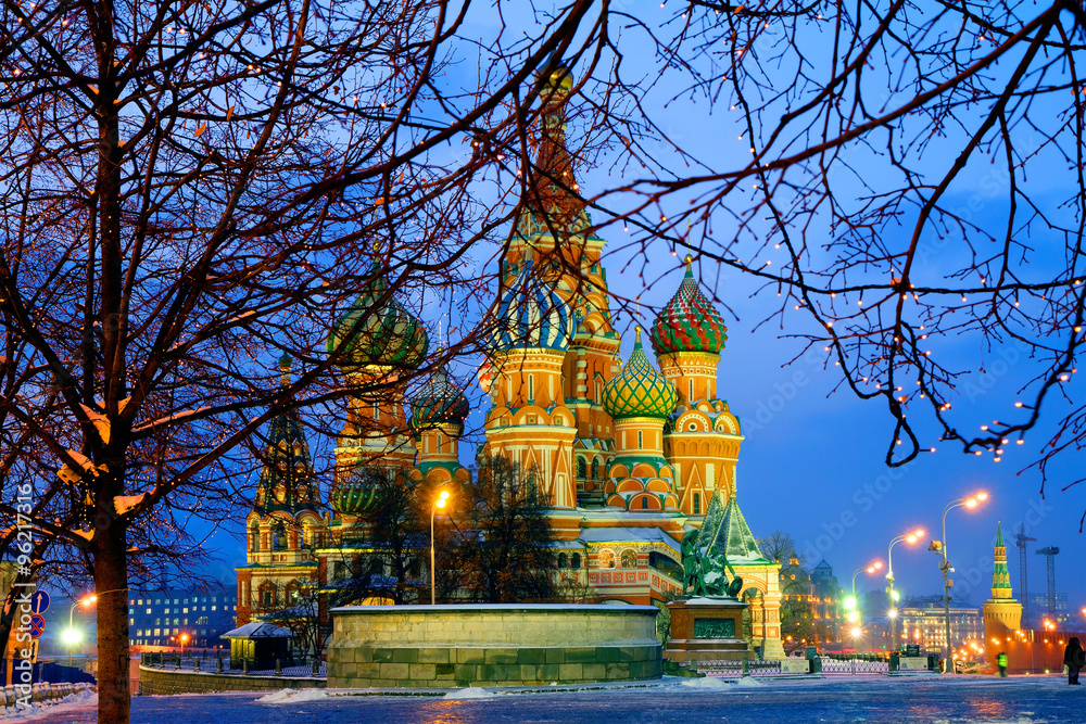 Naklejka premium Храм Василия Блаженного на Красной площади в Москве