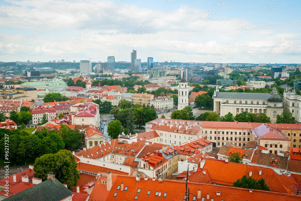 Obraz premium View over rooftops of Vilnius, capital of Lithuania