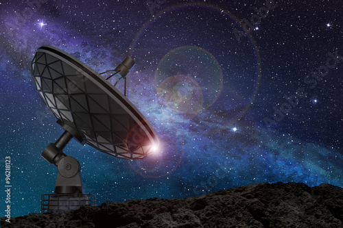 Fototapeta Naklejka Na Ścianę i Meble -  satellite dish under a starry night sky