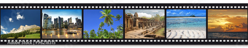 Foto six travel photos in a film strip
