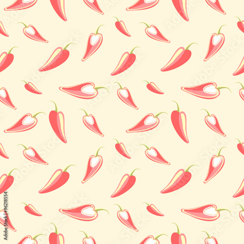 Seamless vector pattern, light pastel colorful chaotic background with chili