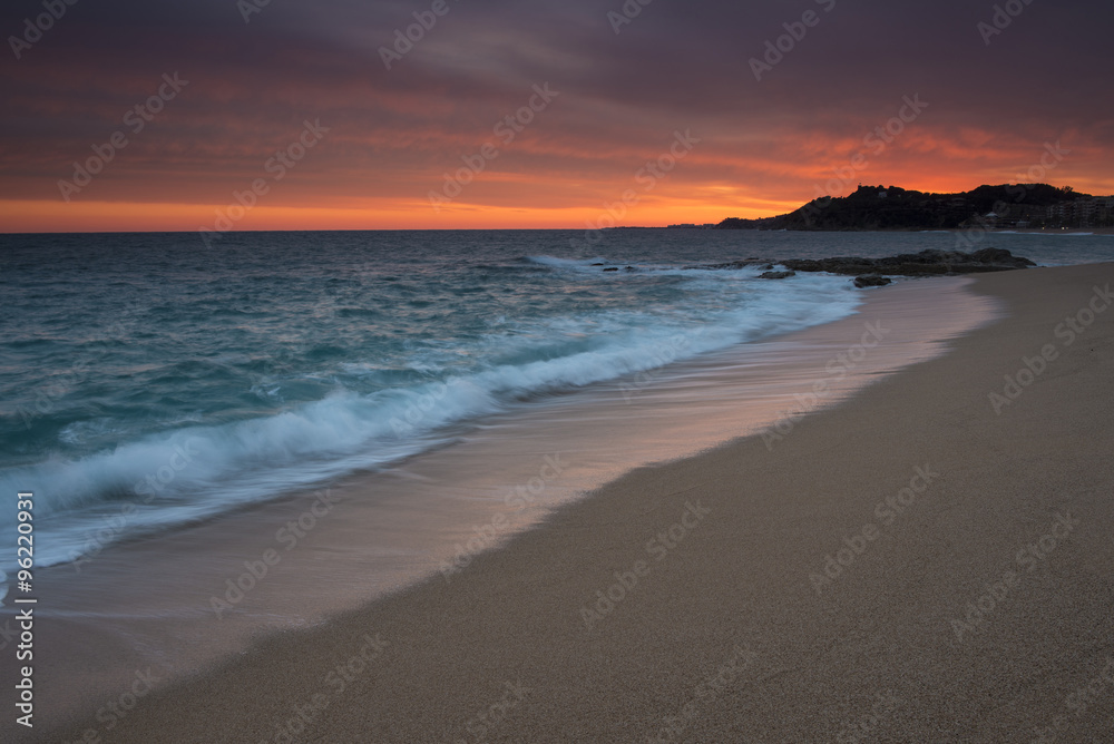 Sunset over the sea, Lloret de Mar, Catalonia, Spain