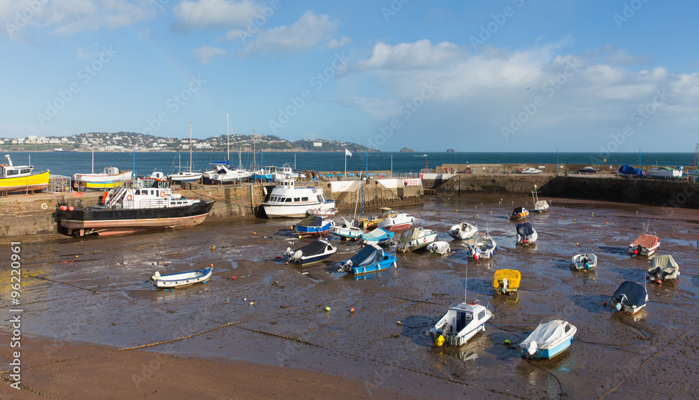 Devon harbour Paignton England view to  Torquay with boats