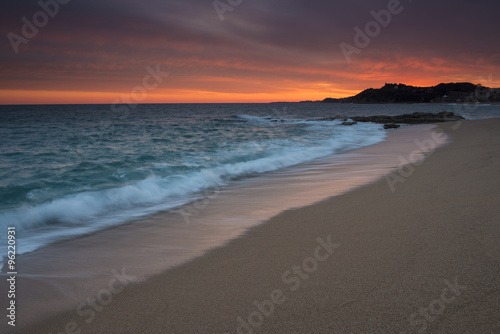 Sunset over the sea  Lloret de Mar  Catalonia  Spain
