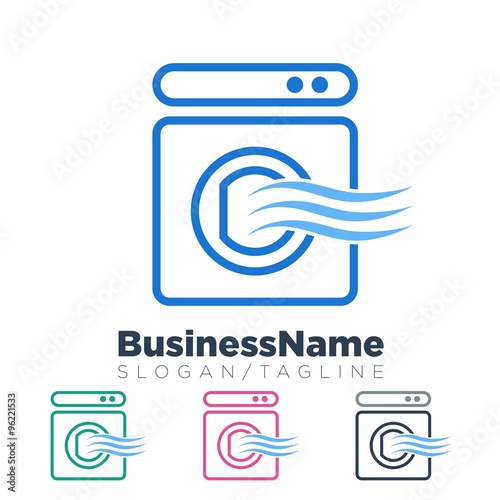 laundry laundromat vector logo icon