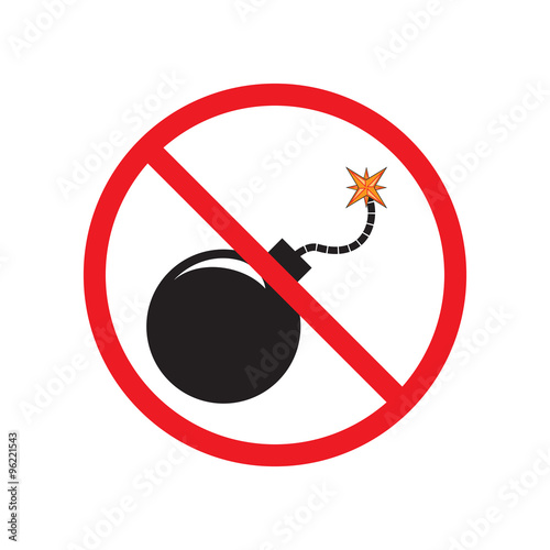 No Bomb. Sign, symbol, icon.