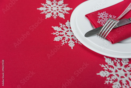 Red festive table