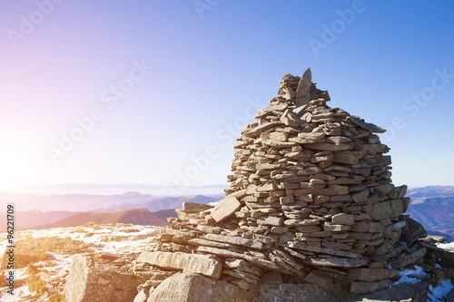 The stones are formed by man on the mountain. © zhukovvvlad