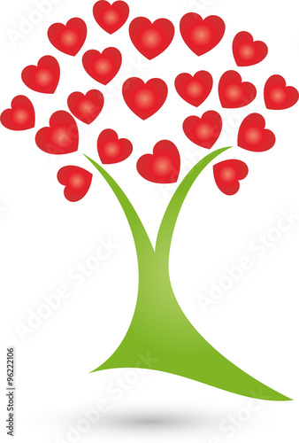 Baum mit Herzen, Logo, Pflanze