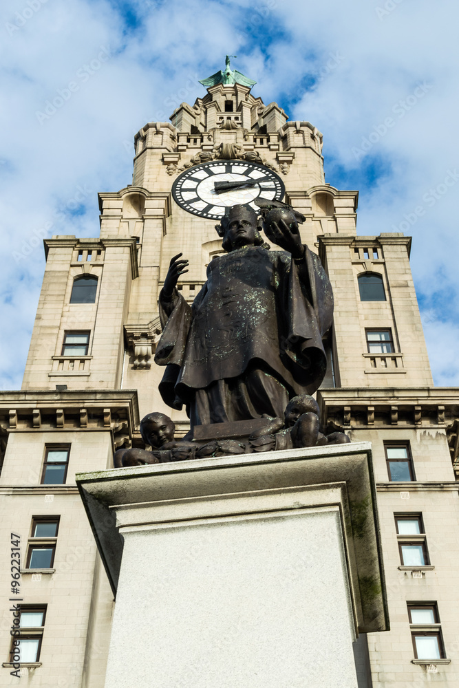 Sir Alfred Lewis Jones memorial in front of the Royal Liver building