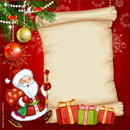 Christmas card with Santa Claus