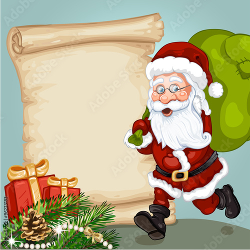 Christmas card with Santa Claus