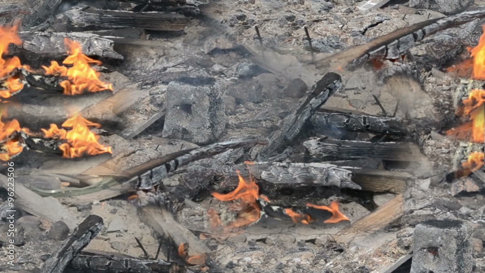 garbage from wood and fire close up seamless loop garbage from wood and fire close up seamless loop
