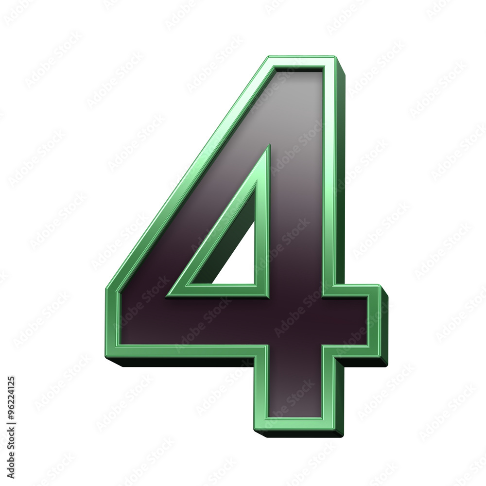 One digit from black with green shiny frame alphabet set, isolated on white. Computer generated 3D photo rendering. One digit from black with green shiny frame alphabet set, isolated on white. Computer generated 3D photo rendering.