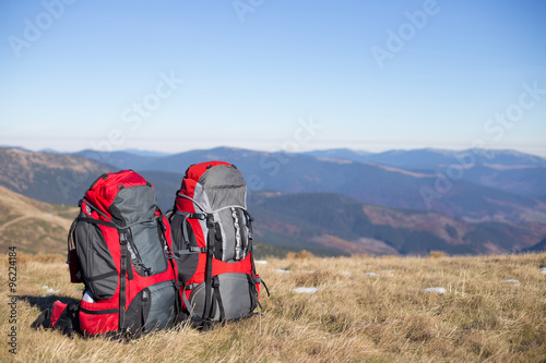 Camping elements/ equipment on top of the mountain.