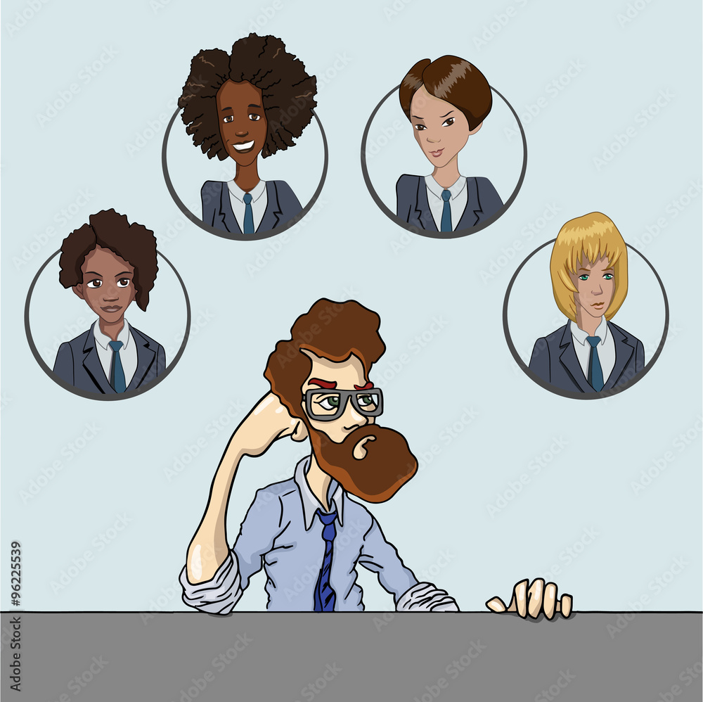 The project Manager and his team. Office worker working with a remote team The project Manager and his team. Office worker working with a remote team