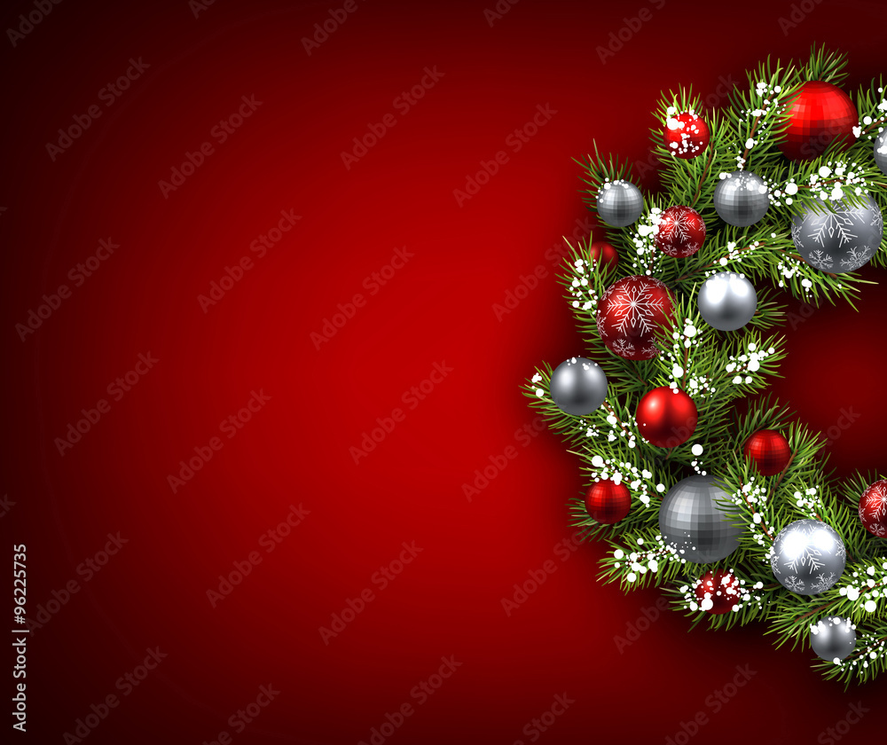 Background with Christmas wreath.