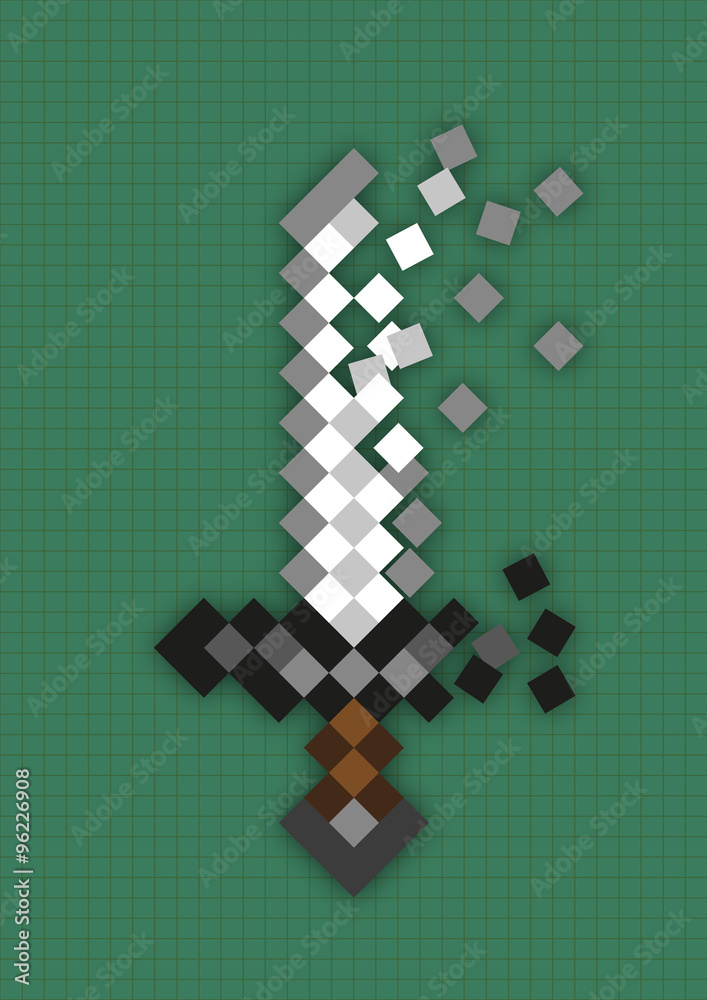 Naklejka premium Pixel sword used in computer games