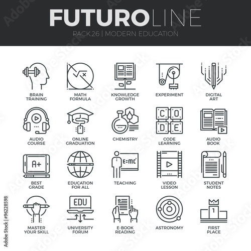 Modern Education Futuro Line Icons Set