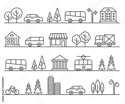 Line city illustration. Vector urban landscape