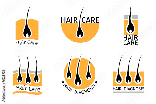 Hair follicle diagnostics logos set