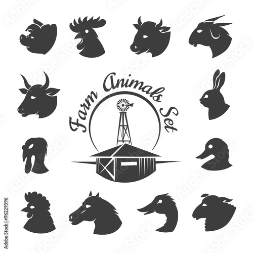 Farm animal meat icons