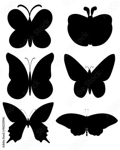 Isolated vector collection of black butterflies silhouettes with different shapes - Eps 10 vector and illustration