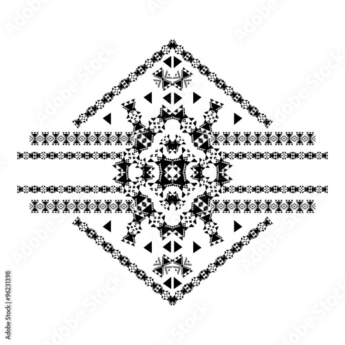 Vector tribal black and white decorative pattern for design. Aztec ornamental style