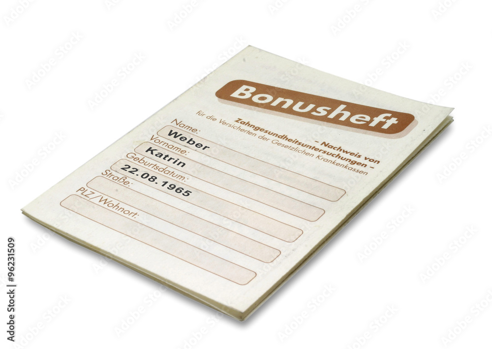 Bonusheft - Nachweis von Zahngesundheitsuntersuchungen Bonusheft - Nachweis von Zahngesundheitsuntersuchungen