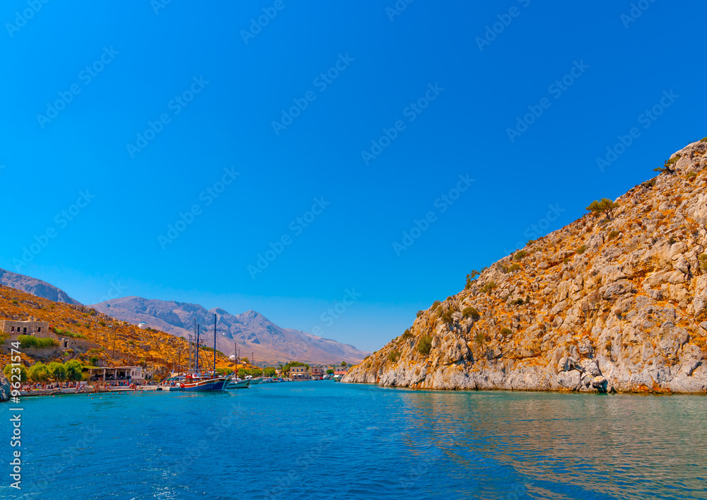 the port of Vathi village at Kalymnos island in Greece