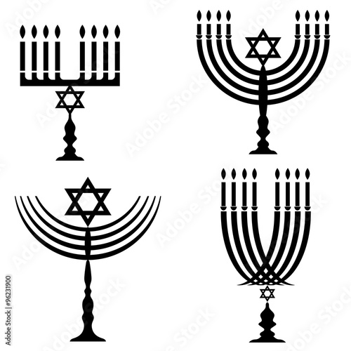 Set of Menorah Silhouettes