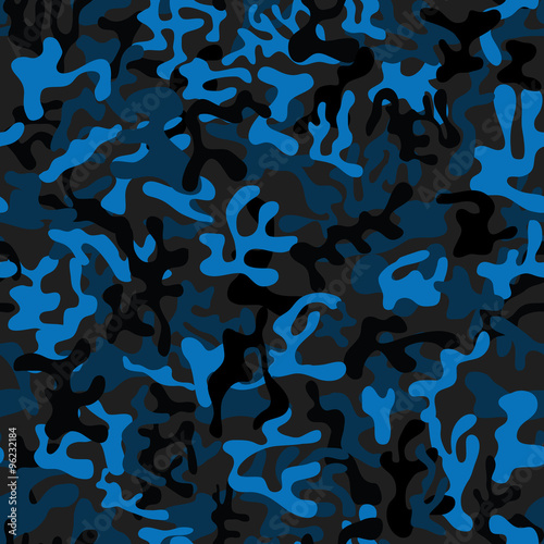 Seamless dark blue military camouflage pattern for marine, navy and aviators - Vector and illustration