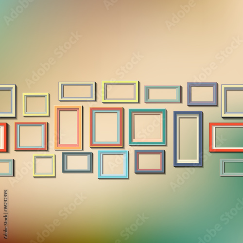 Set of colorful wooden frames