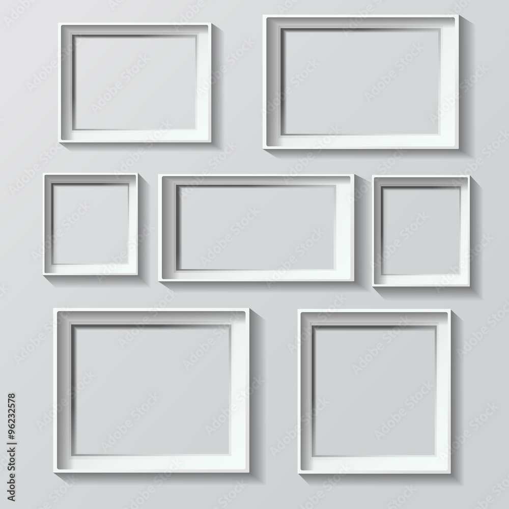 Set of white photo frames Set of white photo frames
