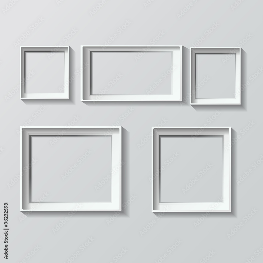 Set of white photo frames Set of white photo frames