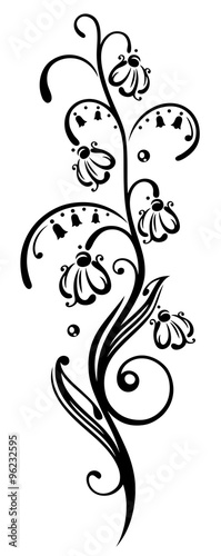 Filigrane Schneeglöckchen Ranke mit geschwungenen Blättern und Ornamenten