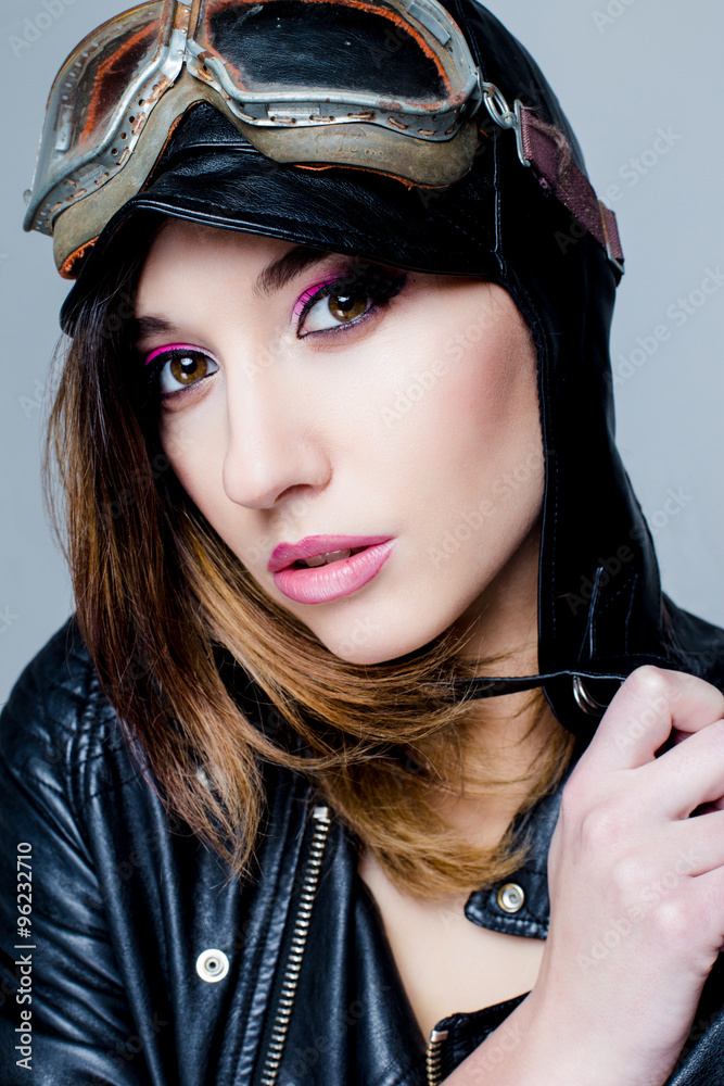 Portrait of Sexy biker woman Portrait of Sexy biker woman